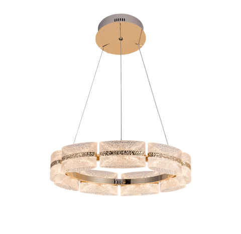 Artur 60'lık Buz Cam LED Avize Gold – Salon ve Yatak Odası