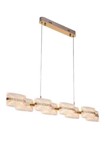 Artur 100'lük Yemek Masası Buz Cam LED Avize Gold – Yemek Masası Üzeri