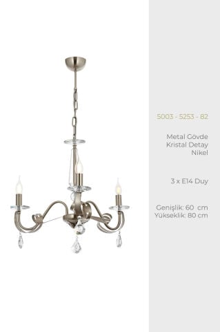 Karlen 3 lü Modern Avize Nikel