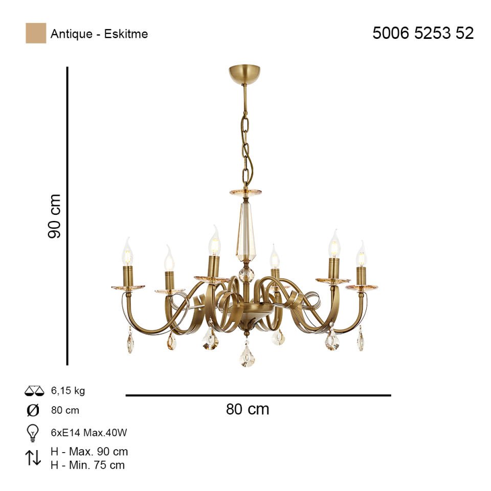 Karlen 6 lı Modern Avize Eskitme
