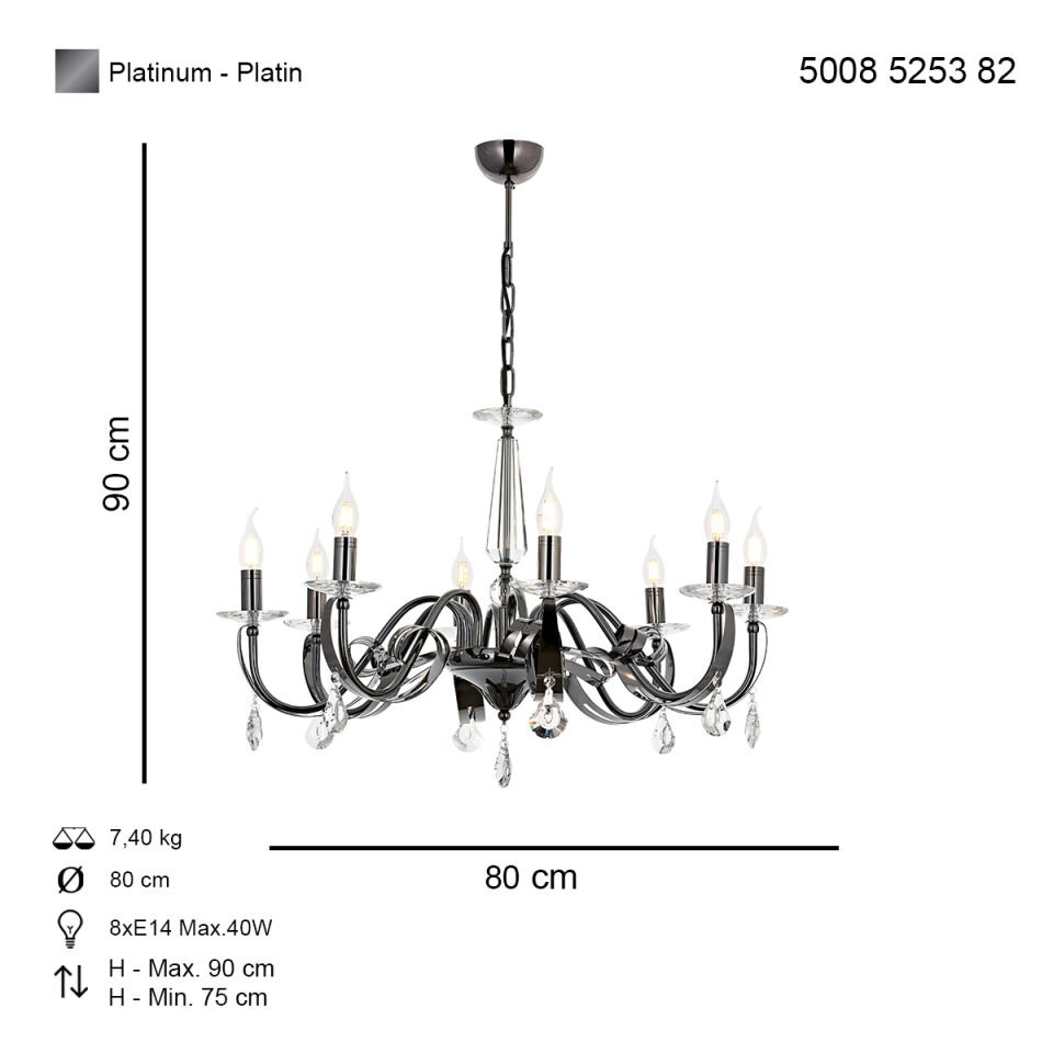 Karlen 8 li Modern Avize Platin