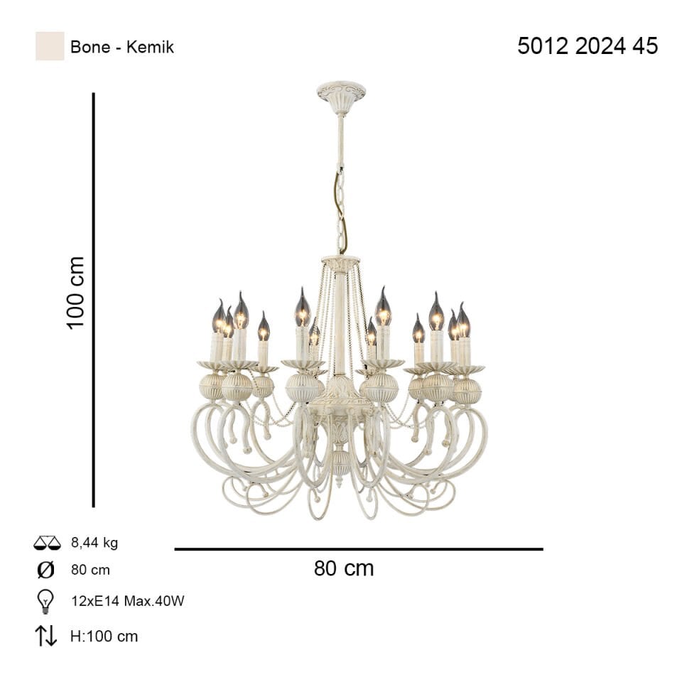 Kaşgar 12 li Avize Kemik