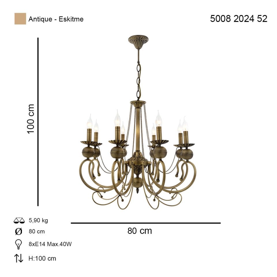 Kaşgar 8 li Avize Eskitme