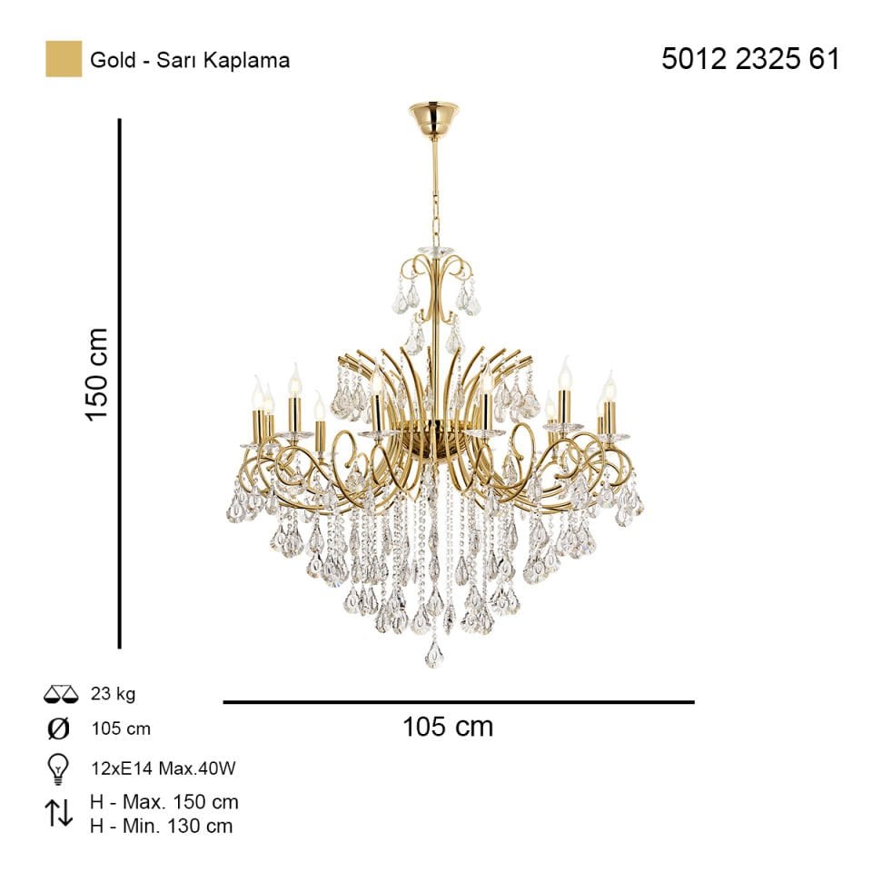 Lilya 12 li Avize Sarı