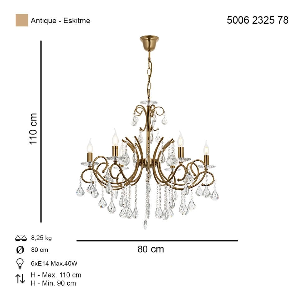 Lilya 6 lı Avize Eskitme