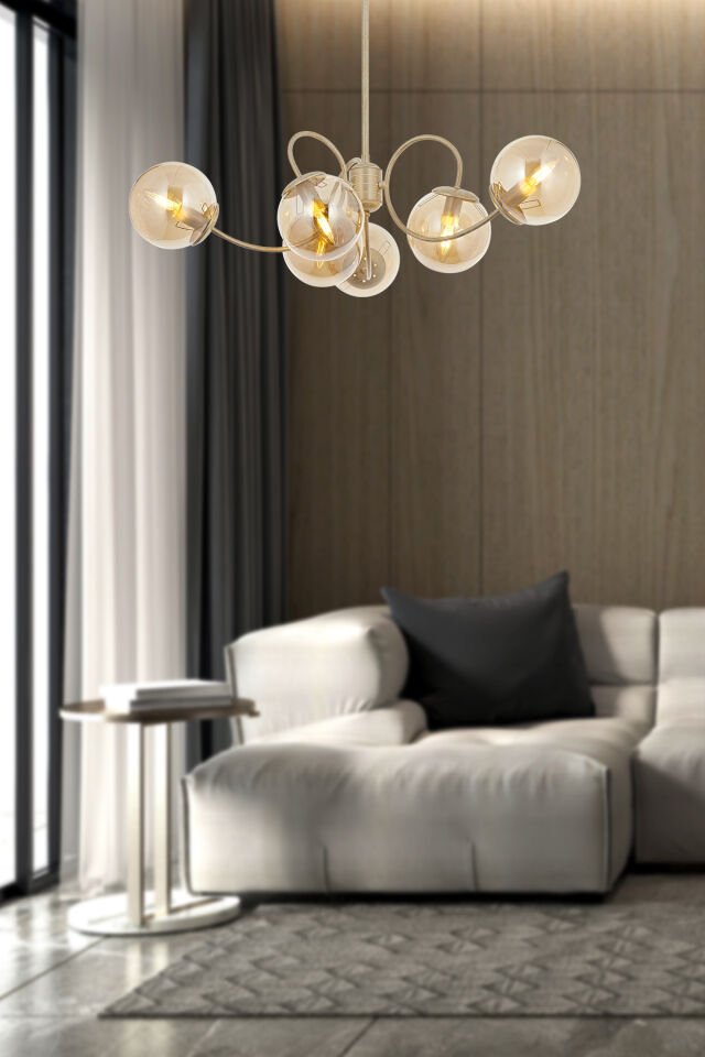 Maral 6 lı Modern Avize Kemik