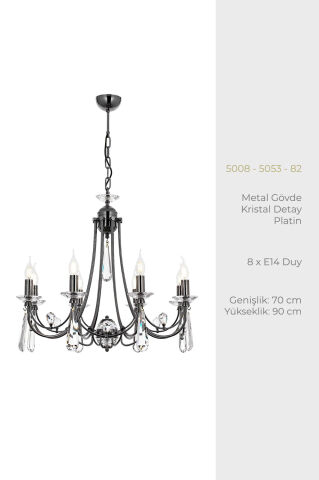 Prenses 8 li Avize Platin