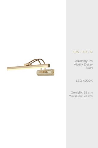 Flüt Tablo Aplik 35cm Gold