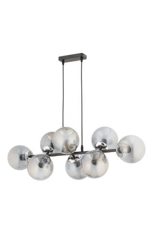 Cross 8'li Füme Camlı Modern Sarkıt Avize Siyah