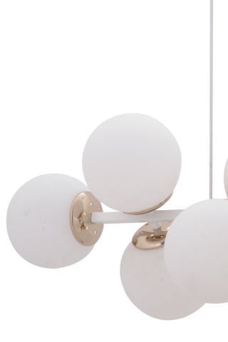 Cross 8'li Opal Camlı Modern Sarkıt Avize Beyaz