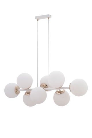 Cross 8'li Opal Camlı Modern Sarkıt Avize Beyaz