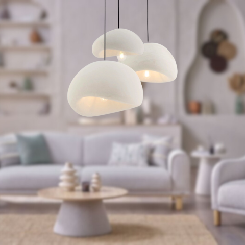 Beton 3’lü Sarkıt Avize Beyaz