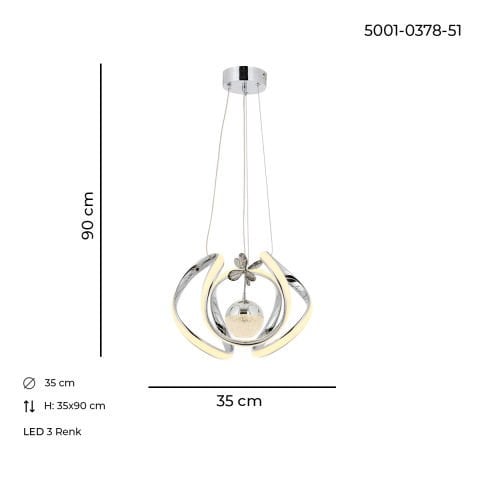 Alya Tekli Sarkıt Avize Krom