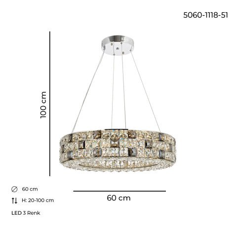 Arin 60lık Avize Krom