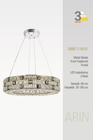 Arin 60lık Avize Krom