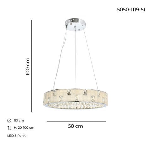 Asır 50lik Avize Krom