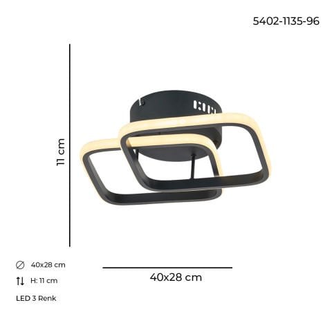 Baklava 2li Plafonyer Antrasit