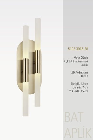 Bat 2li Tekli Aplik Brass