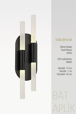 Bat 2li Tekli Aplik Siyah