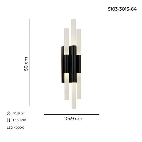 Bat 3lü Tekli Aplik Siyah