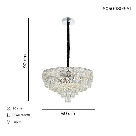 Bilge 60lık Klasik Avize Krom