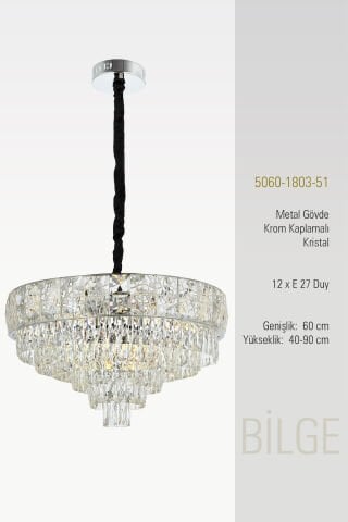 Bilge 60lık Klasik Avize Krom