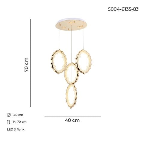 Damla 4lü Sarkıt Avize Gold