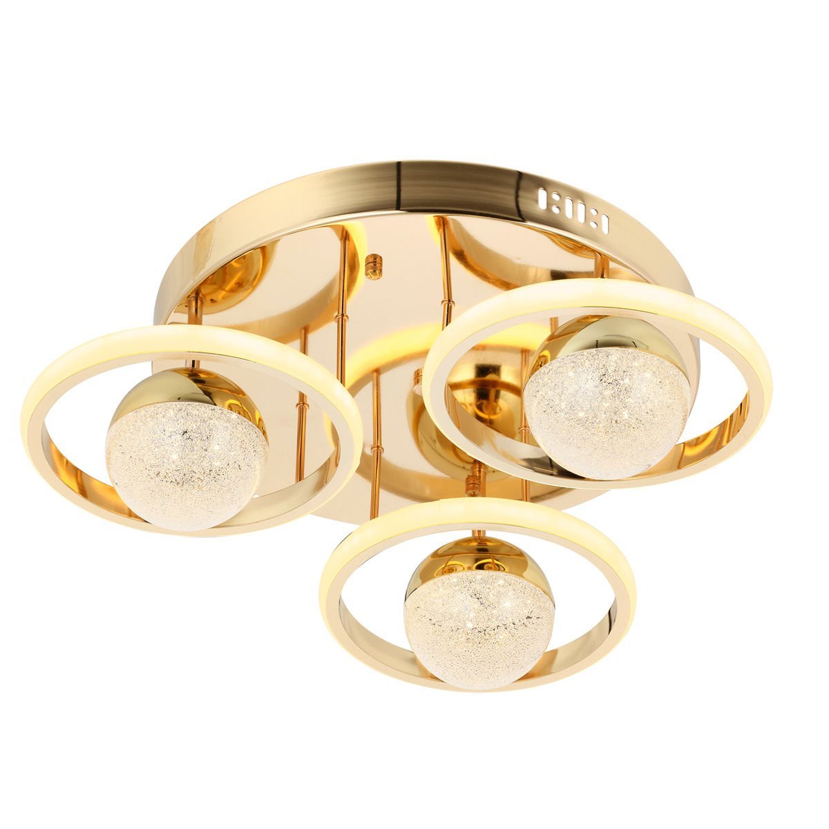 Elya 3lü Plafonyer Avize Gold