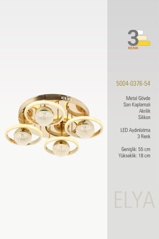 Elya 4lü Plafonyer Avize Gold