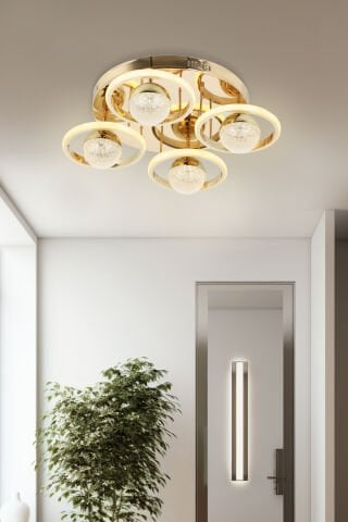 Elya 4lü Plafonyer Avize Gold