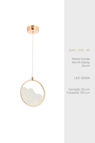 Geyik Tekli Sarkıt Avize Gold