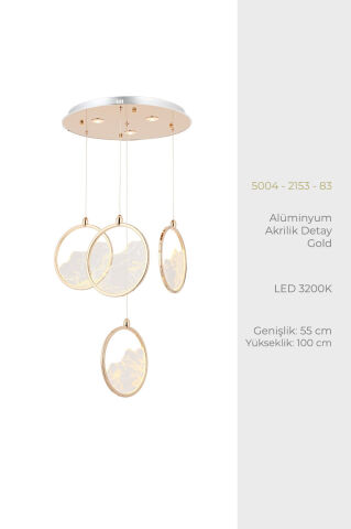 Geyik 4lü Sarkıt Avize Gold