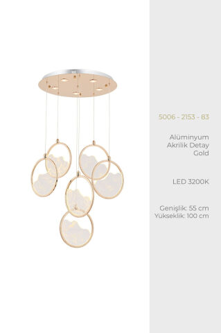 Geyik 6lı Sarkıt Avize Gold