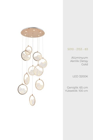 Geyik 10lu Sarkıt Avize Gold