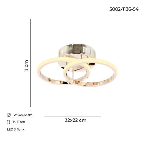 Halka 2li Plafonyer Gold