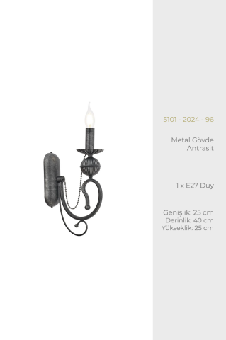 Kaşgar Tekli Aplik Antrasit