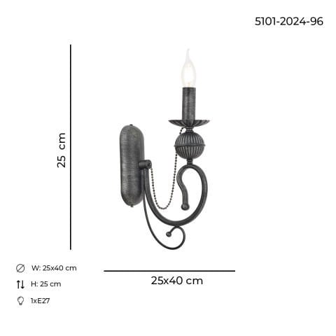 Kaşgar Tekli Aplik Antrasit