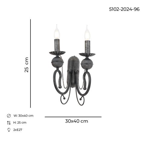 Kaşgar 2li Aplik Antrasit