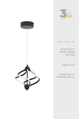 Ravena Tekli Ledli Avize Antrasit