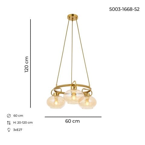 London 3lü Çemberli Avize Eskitme