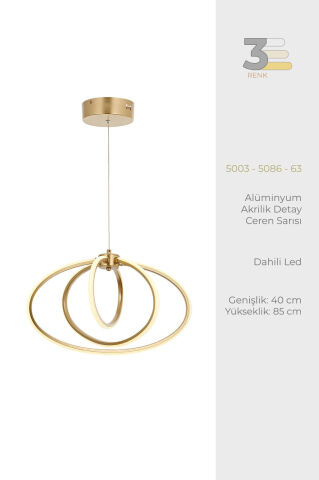 Varna 3 lü Ledli Avize Ceren Sarısı