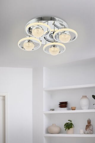 Elya 4lü Plafonyer Avize Krom