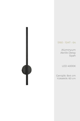 Midas 60cm Aplik Siyah