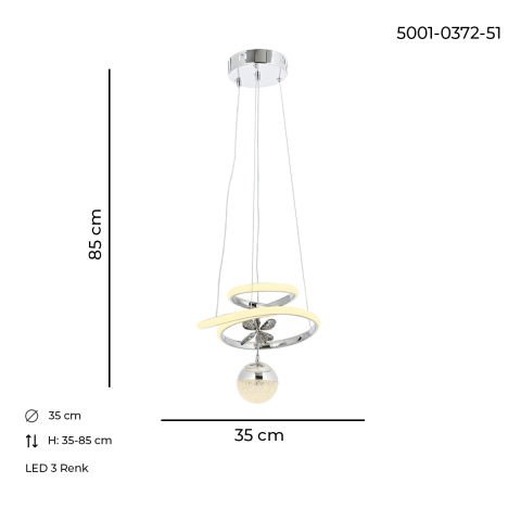 Mila Tekli Sarkıt Avize Krom