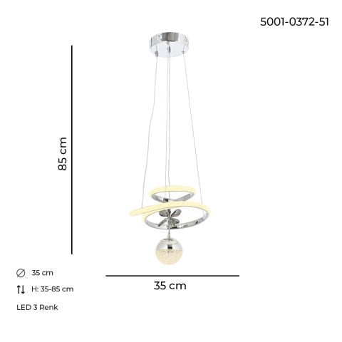 Mila Tekli Sarkıt Avize Krom