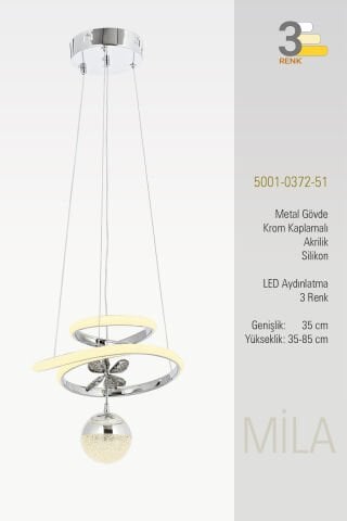 Mila Tekli Sarkıt Avize Krom