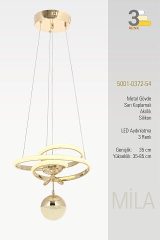 Mila Tekli Sarkıt Avize Gold