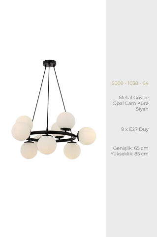 Milan 9lu YV Siyah Modern Avize