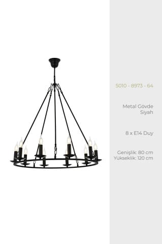 Munzur 10lu Modern Avize Siyah