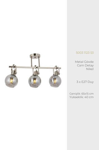 Pangaltı 3lü Sıralı Modern Avize Nikel